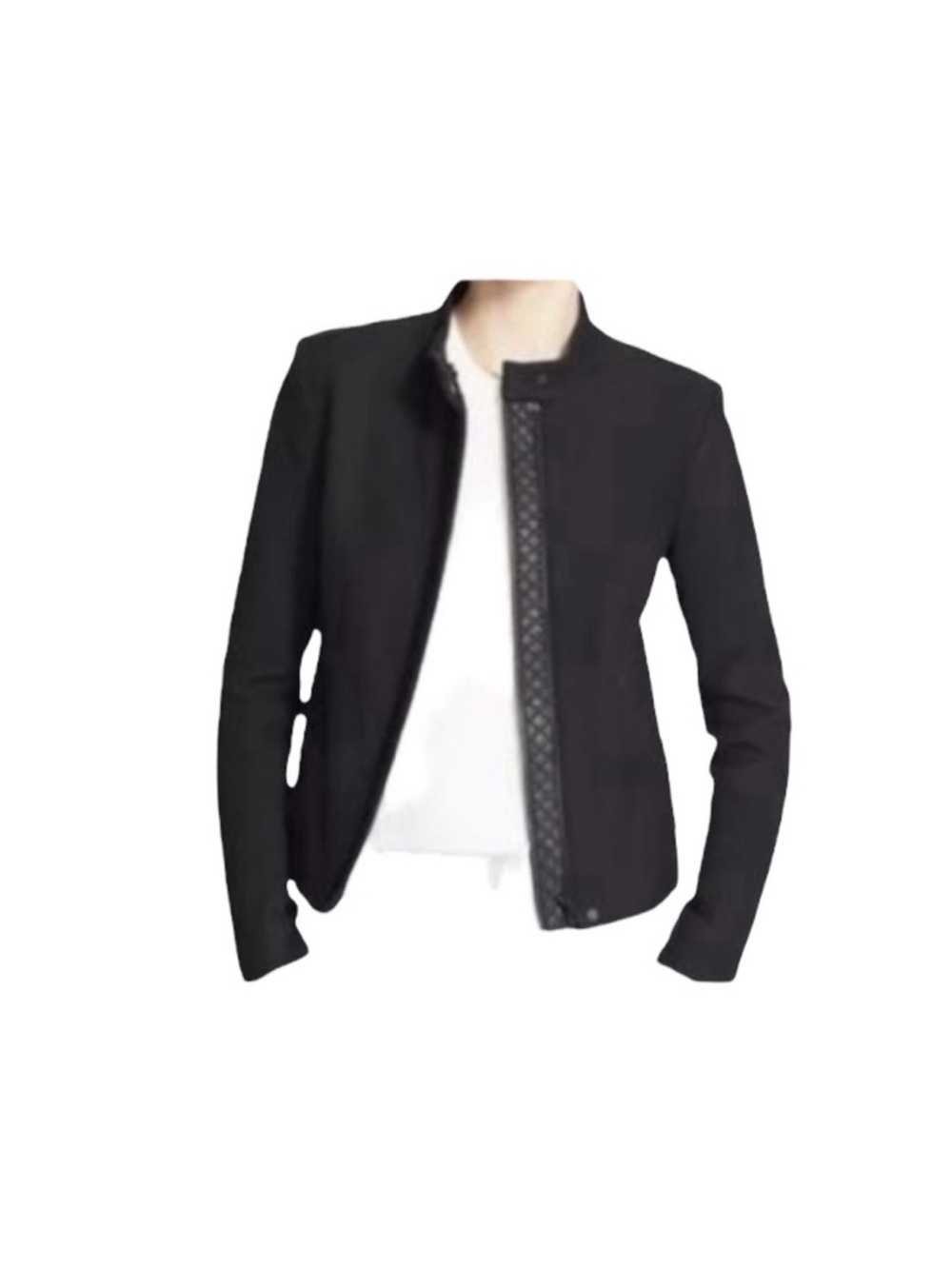 Vince black cotton and leather zipper front jacket contemporary size extra large